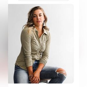 Olive Green Women's Button-Up Top